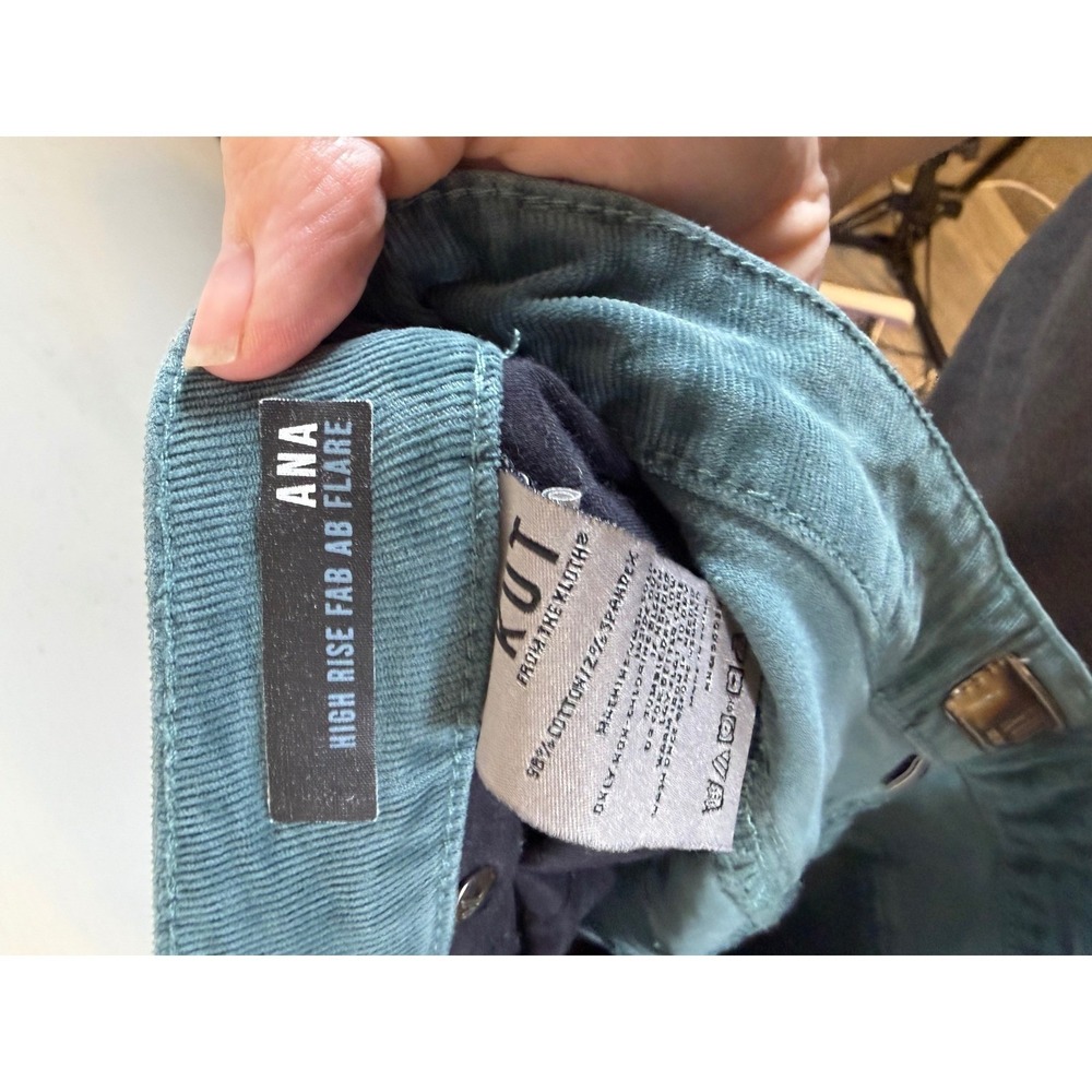 KUT from the Kloth Womens Corduroy Ana High Rise Fab Ab Flare Teal 4 - Picture 8 of 8